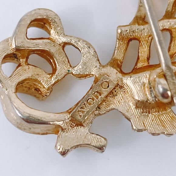 VTG Signed Avon Dog Brooch Figural 1960s Mid Century Gold Tone Animal Pet Pin - Picture 7 of 8